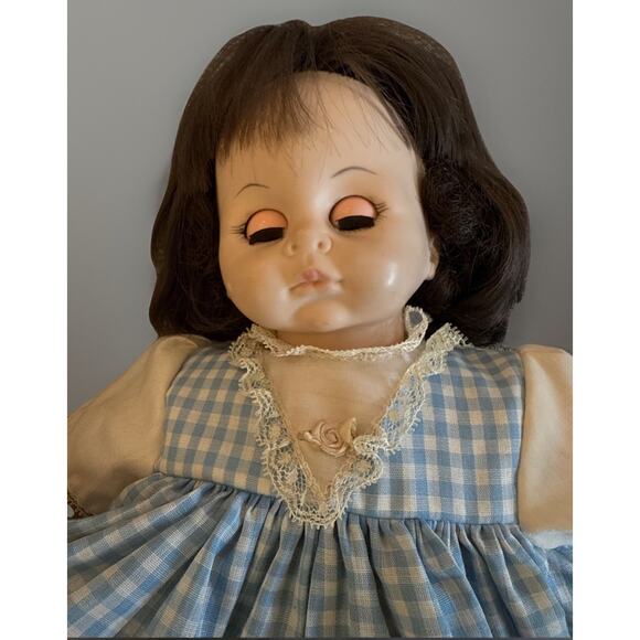 Madame Alexander 15” Doll 1977 Sleep Eyes Vinyl Brunette Blue Gingham Dress VTG - Picture 5 of 6